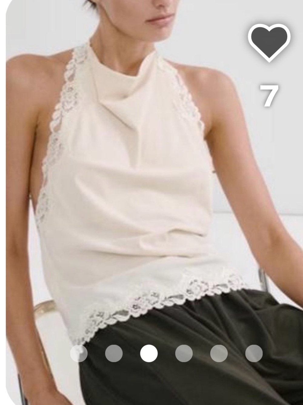 Women's Cream Lace-Trim Halter Top